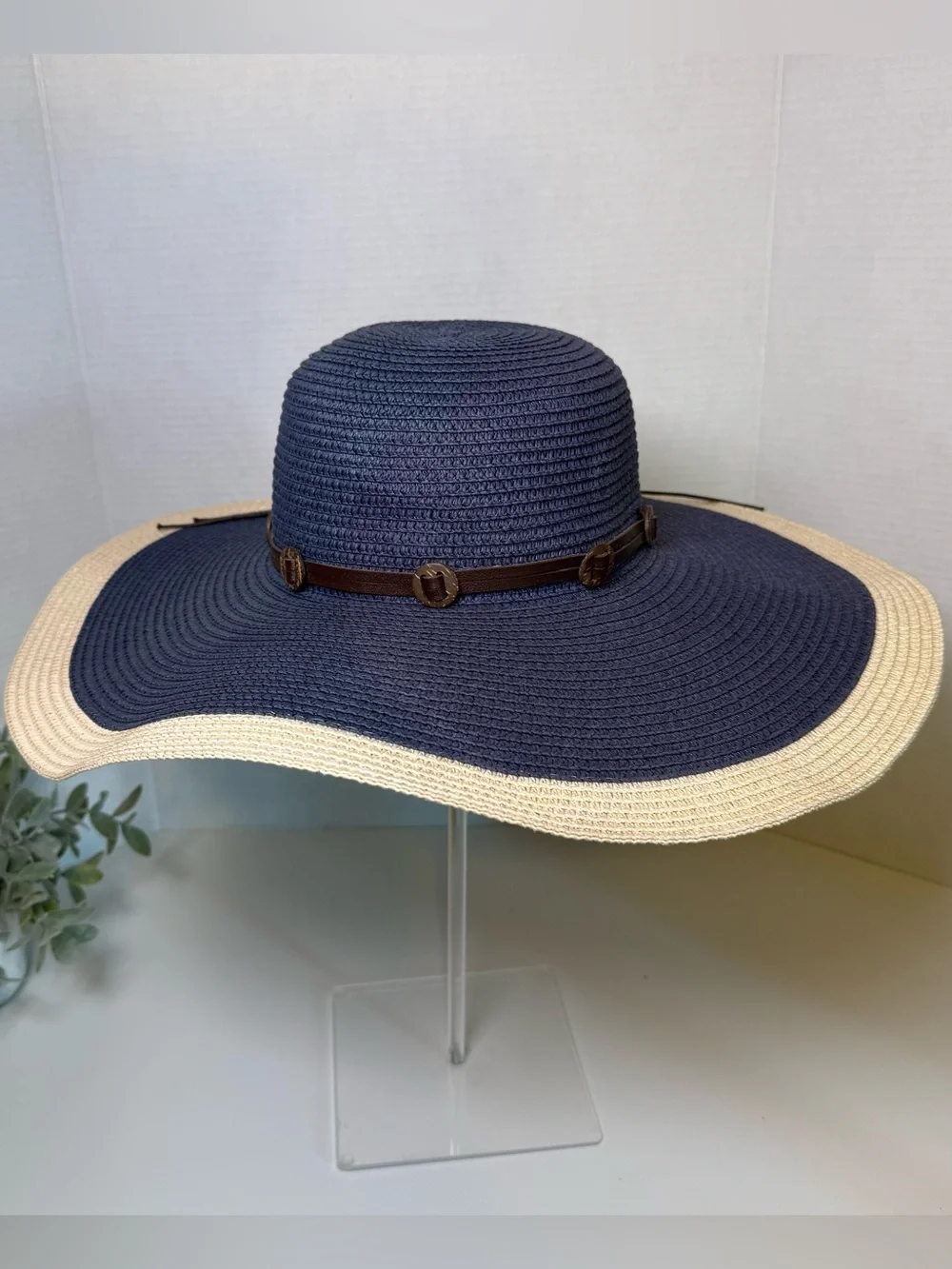 Lucky 7 Women’s Wide Brim 2 Tone 100% Paper, Straw Floppy Feminine Beach Sun Hat